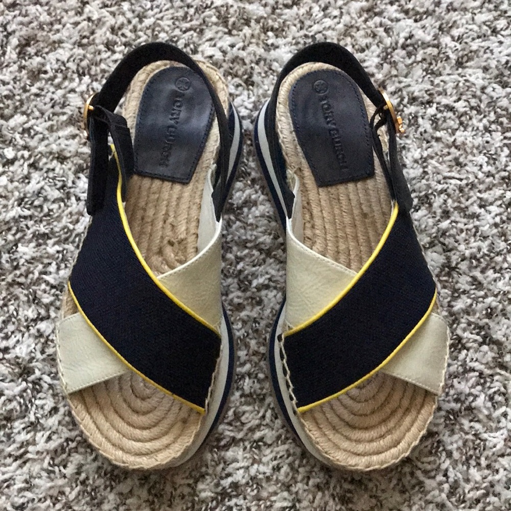 Tory Burch platform sling back espadrilles